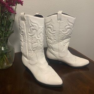 Vegan white cowboy boots
